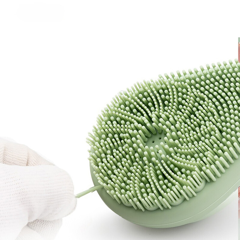 Silikónová mäkká exfoliačná telová sprchová čistiaca kefa z lufy, doplniteľná kúpeľňová kefa, ľahko penivá masážna kefa, kúpeľňové nástroje