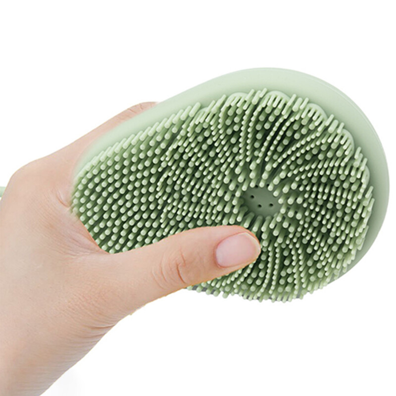 Silikónová mäkká exfoliačná telová sprchová čistiaca kefa z lufy, doplniteľná kúpeľňová kefa, ľahko penivá masážna kefa, kúpeľňové nástroje