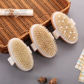 Ručna prijenosna četka za tuširanje Natural Wooden Wet Dry Skin Body Čekinja Četka Soft SPA Brush Bath Massager