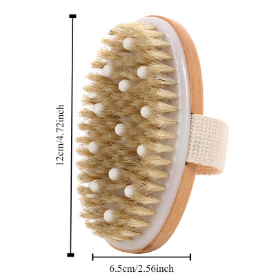 Ručna prijenosna četka za tuširanje Natural Wooden Wet Dry Skin Body Čekinja Četka Soft SPA Brush Bath Massager
