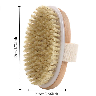 Ručna prijenosna četka za tuširanje Natural Wooden Wet Dry Skin Body Čekinja Četka Soft SPA Brush Bath Massager