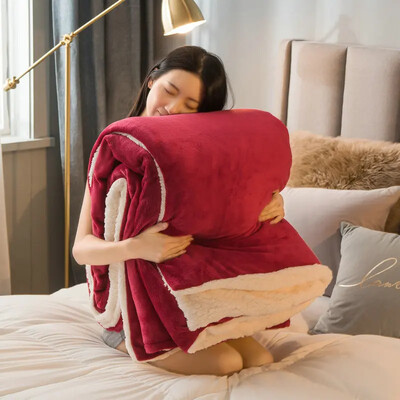 Talvised vooditekid, ühevärvilised fliistekid, paksud täiskasvanud paksud soe diivan talvetekk ülipehme soe tekikott Luksuslik