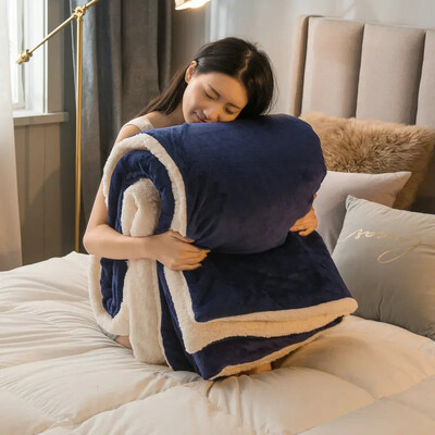 Talvised vooditekid, ühevärvilised fliistekid, paksud täiskasvanud paksud soe diivan talvetekk ülipehme soe tekikott Luksuslik