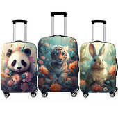 Roztomilý zvierací tiger, králik, panda, vzor batožiny na cestovanie, akvarelový kufor, ochranný kryt, elastický kryt na kufor