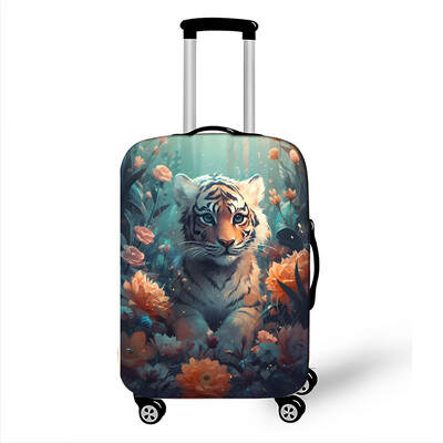 Roztomilý zvierací tiger, králik, panda, vzor batožiny na cestovanie, akvarelový kufor, ochranný kryt, elastický kryt na kufor
