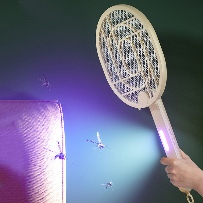 Neli-ühes elektriline sääsetapja, käeshoitav kokkupandav kärbsepüünis, seinale paigaldatav USB-laadimine DC3000V koduköögi jaoks