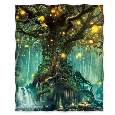 Unistav metsatekk Looduspuu populaarsed päkapikud viskavad sileda pehme hubase prindiga tekk diivanile tooli voodile Kontori sünnipäevakingitused