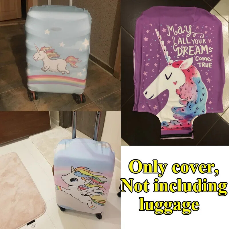 Kryt na batožinu s potlačou čiernej mačky a mesiaca s kawaii, hviezdnou oblohou a mačiatkom, cestovné doplnky, protiprachový ochranný kryt na kufor a vozík
