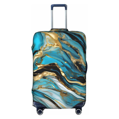 Husă pentru bagaje din marmură aurie, elastică, lavabilă, protector pentru valiză, anti-zgârieturi, pentru valiza de 18-32 inci