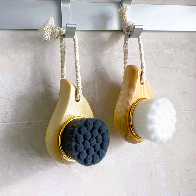 Veido natūralaus pušies medžio rankenėlės valymo šepetys Grožio įrankiai Minkšti Fber plaukai Rankinis šepečių valymas Veido šepetėliai Odos priežiūra