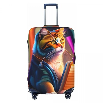 Κάλυμμα βαλίτσας Library Cats Holiday Blue Cats Χρήσιμη θήκη αποσκευών Business Protector