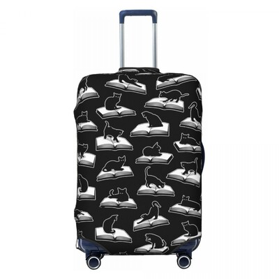 Κάλυμμα βαλίτσας Library Cats Holiday Blue Cats Χρήσιμη θήκη αποσκευών Business Protector