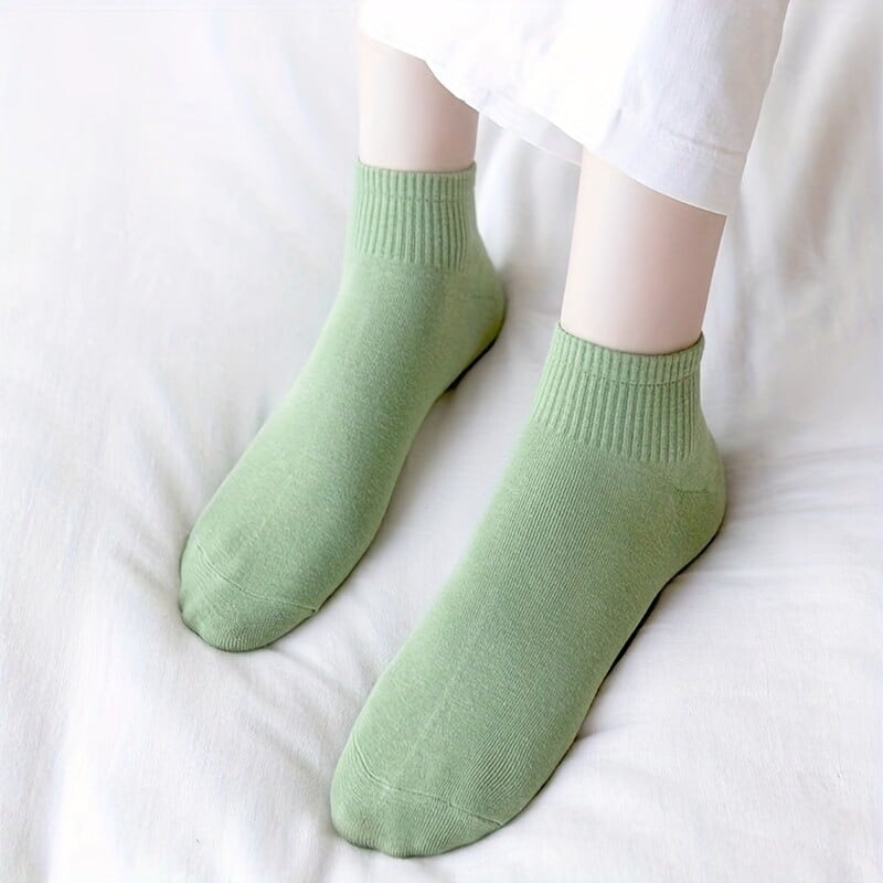 10 pár tömör rövid zokni, kényelmes, kényelmes, mély vágású, legénységi zokni, női harisnya és harisnya
