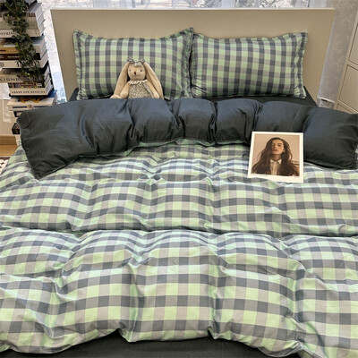 Jaapani euro voodipesukomplekt, kaheinimesevoodi komplekt, tekikott, võrega pestud puuvillane lina, suur kaheinimesevoodi, 4 tükki