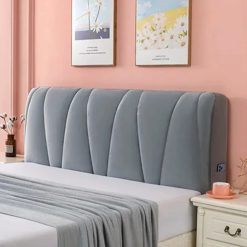 Husă pentru cap matlasată, super moale, netedă, all-inclusive, îngroșare, catifea, pentru tăblie, culoare solidă, pentru protecție împotriva prafului.