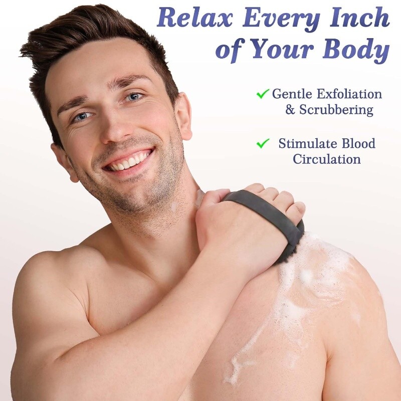 Perie de curățare a dușului de baie pentru spălat corporal din silicon, curățare a dușului pentru curățare corporală, utilizare exfoliantă pentru pielea sensibilă,