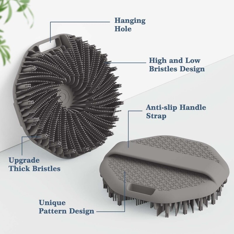 Perie de curățare a dușului de baie pentru spălat corporal din silicon, curățare a dușului pentru curățare corporală, utilizare exfoliantă pentru pielea sensibilă,