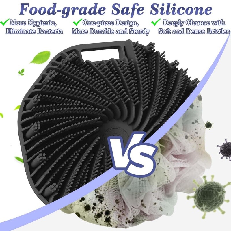 Perie de curățare a dușului de baie pentru spălat corporal din silicon, curățare a dușului pentru curățare corporală, utilizare exfoliantă pentru pielea sensibilă,