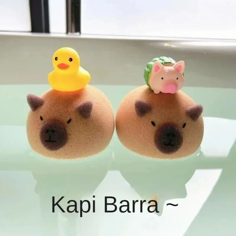 Umývacia pľuzgiere Kapybara kúpeľová špongia loptička domácnosť kreslené zviera sprchový gúľ bublinkové špongie telo exfoliačné čistiaca kefka