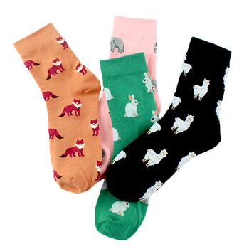 Peonfly brand Japan Harajuku Rabbit Cat Fox Animals Γυναικείες κάλτσες Kawaii Cute Women Cartoon Funny Socks Eu35-40