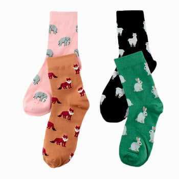 Peonfly brand Japan Harajuku Rabbit Cat Fox Animals Γυναικείες κάλτσες Kawaii Cute Women Cartoon Funny Socks Eu35-40