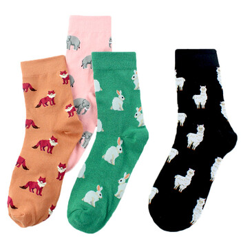 Peonfly brand Japan Harajuku Rabbit Cat Fox Animals Γυναικείες κάλτσες Kawaii Cute Women Cartoon Funny Socks Eu35-40