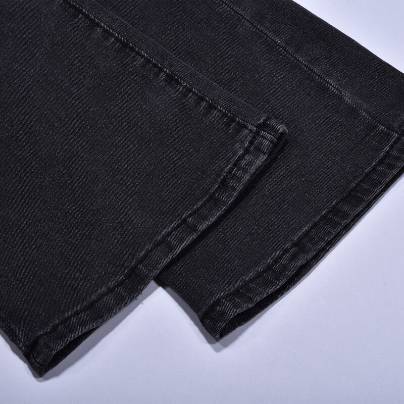 Moteriškos tiesios džinsinės kelnės Bėgiotojų apranga Didelių dydžių, labai mažo ilgio aukštu juosmeniu, retro vientisos, senos laisvos, labai platėjančios kelnės