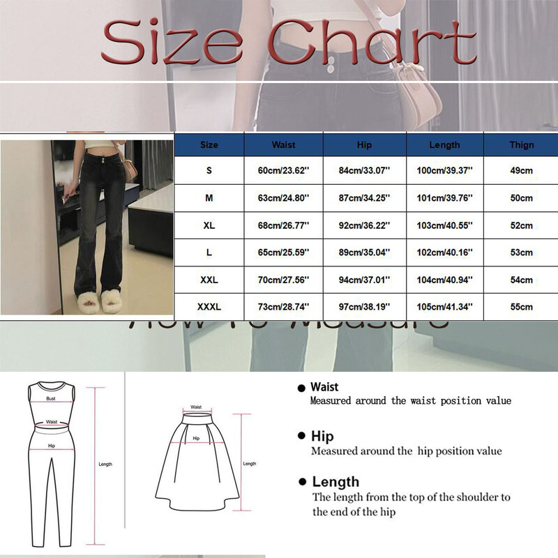 Moteriškos tiesios džinsinės kelnės Bėgiotojų apranga Didelių dydžių, labai mažo ilgio aukštu juosmeniu, retro vientisos, senos laisvos, labai platėjančios kelnės