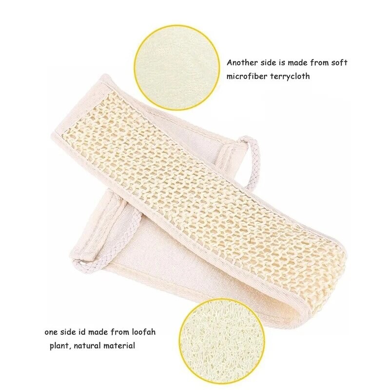 1 ks Prírodná mäkká exfoliačná lufa, nástroj na čistenie tela a pokožky, unisex masážna špongia na čistenie kúpeľov, zadný popruh