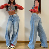 Dámske džínsy s vysokým pásom, rozšírené nohavice, rovné, voľné, jesenné, dlhé, streetwear, slim fit, capri