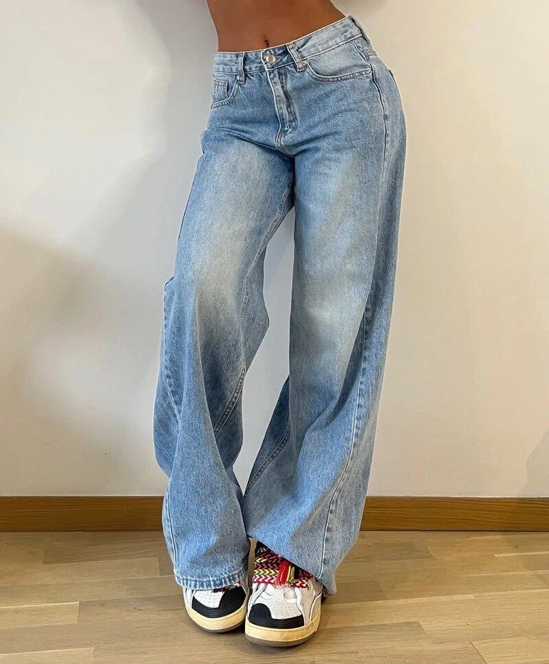 Dámske džínsy s vysokým pásom, rozšírené nohavice, rovné, voľné, jesenné, dlhé, streetwear, slim fit, capri