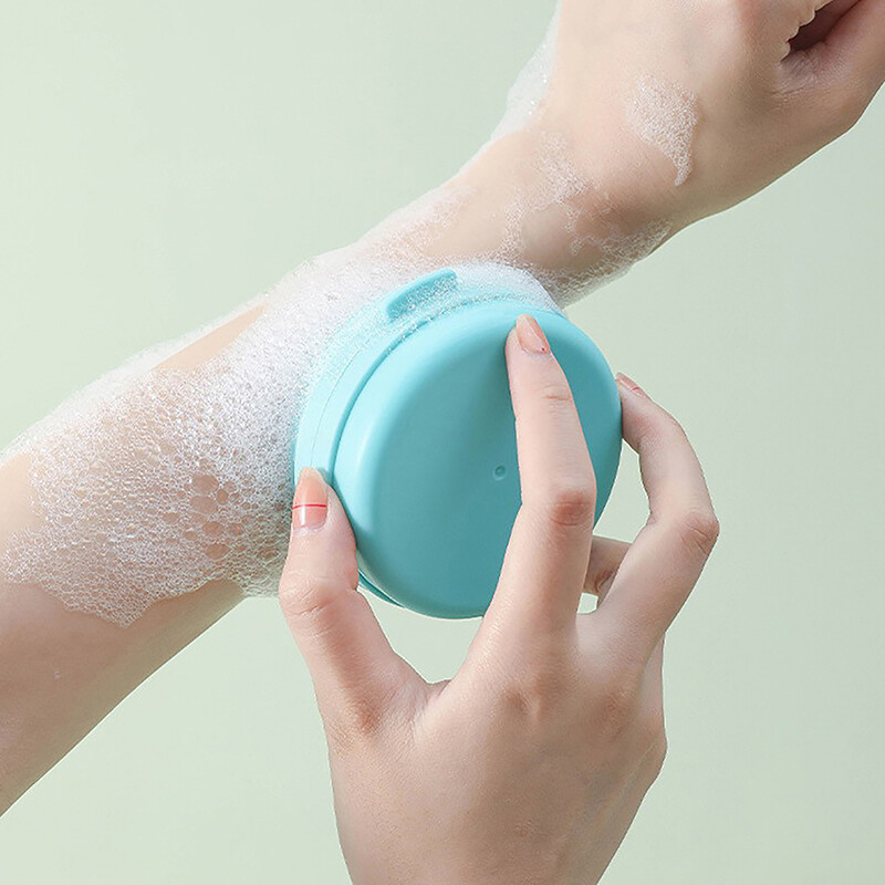 Perie de baie portabilă Scrubber pentru baie agățată Carcasă de săpun Perie de baie din silicon Perie de baie de masaj Perie tactilă de păr