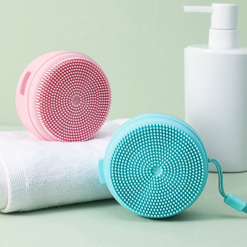 Perie de baie portabilă Scrubber pentru baie agățată Carcasă de săpun Perie de baie din silicon Perie de baie de masaj Perie tactilă de păr