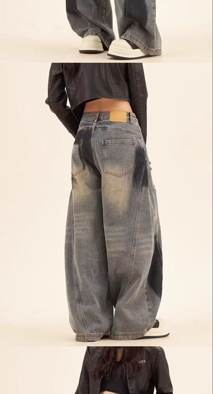Pantaloni din denim cu îmbinare cu graffiti, pentru femei, blugi Y2k, punk, hip hop, blugi rupti pentru femei Harajuku Rock, cu picior lat, blugi largi învechiți