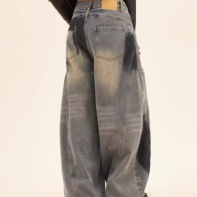 Pantaloni din denim cu îmbinare cu graffiti, pentru femei, blugi Y2k, punk, hip hop, blugi rupti pentru femei Harajuku Rock, cu picior lat, blugi largi învechiți