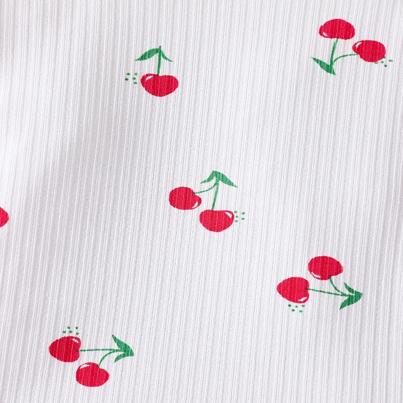 Kūdikių rinkiniai 1-18 mėnesių mergaitei naujagimiui pižamos ilgomis rankovėmis pižamos su vyšnių spausdinimu, mažylio drabužių rinkinys kūdikiui