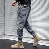 Pánske džínsy Autumntrendy značky, kórejský štýl, trendy flow, voľné, vintage, malé nohy, hárem, rovné nohavice, dlhé nohavice
