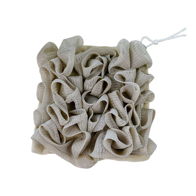 2 az 1-ben fürdőlepedő golyós luffa húzózsinóros zárással a szappanhoz Puha hámlasztó hálós zuhanyszivacs bőrápoló fürdőeszköz