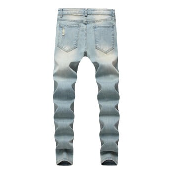 Ανδρικό Street Style Retro Holes Design Skinny Pencil Jeans Ανδρικό από μασίφ βαμβακερό λεπτό τζιν παντελόνι τζόκινγκ για ανδρικό παντελόνι