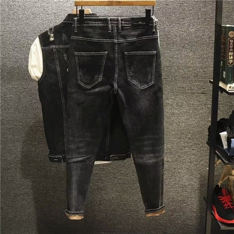 Módne džínsy Pánske luxusné pánske trendy roztrhané denimové slim ležérne džínsy ceruzkové nohavice kovbojské dizajnérske jarné jesenné džínsy boyfriend