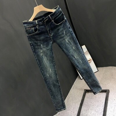 Ανδρικά παντελόνια σε κορεατικό στιλ 2024 Νέο φθινόπωρο, χειμερινό, πολυτελές τζιν τζιν Ανδρικά καθημερινά παντελόνια Κορεατικά στενά μοντέρνα στενά τζιν