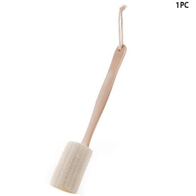 Természetes hámlasztó luffa fürdőkefe Luffa szivacsos testradír hosszú fa nyelű hátkefével Bőrápoló Unisex otthoni tisztítás
