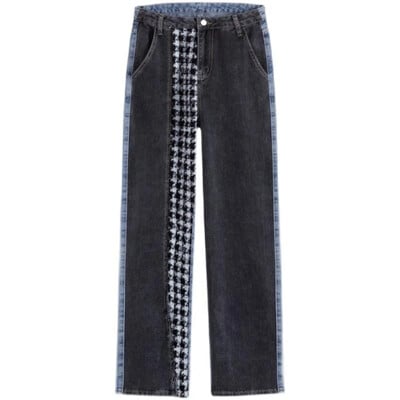 Blugi casual, spălați americani, cu buzunare multiple, pantaloni largi, largi, negri, retro, Y2K