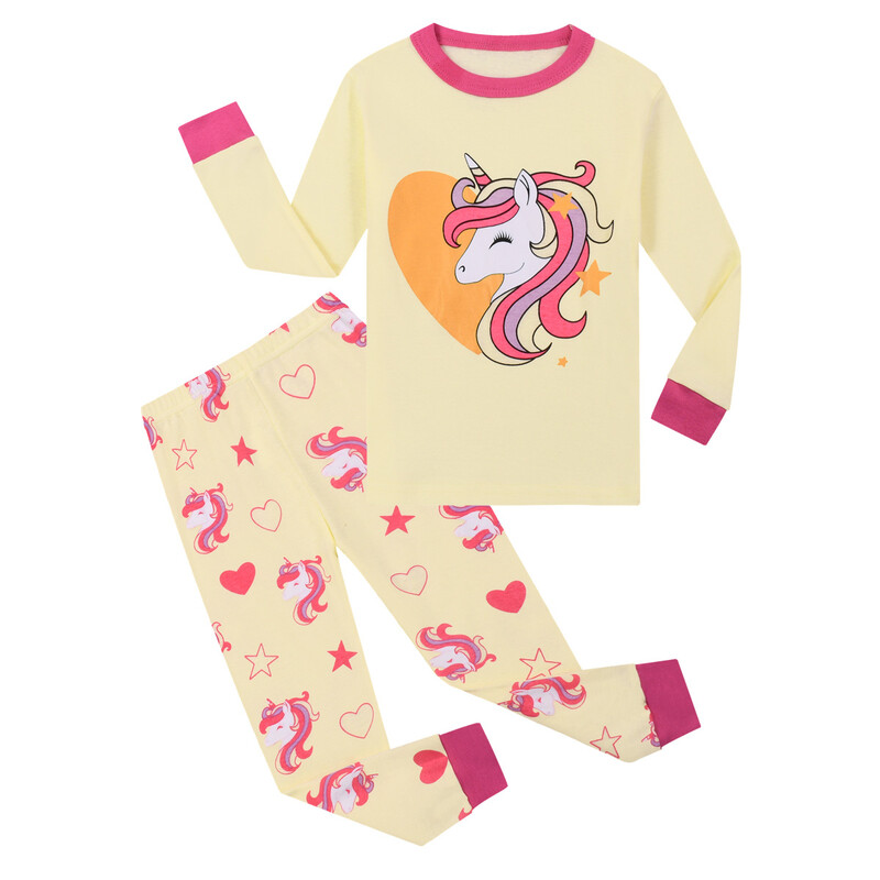 Комплекти пижами за момичета от 3 до 12 години Бебешки пижами за момичета Infantil Детски пижами Памук Пролет Есен Спално облекло с карикатури на животни