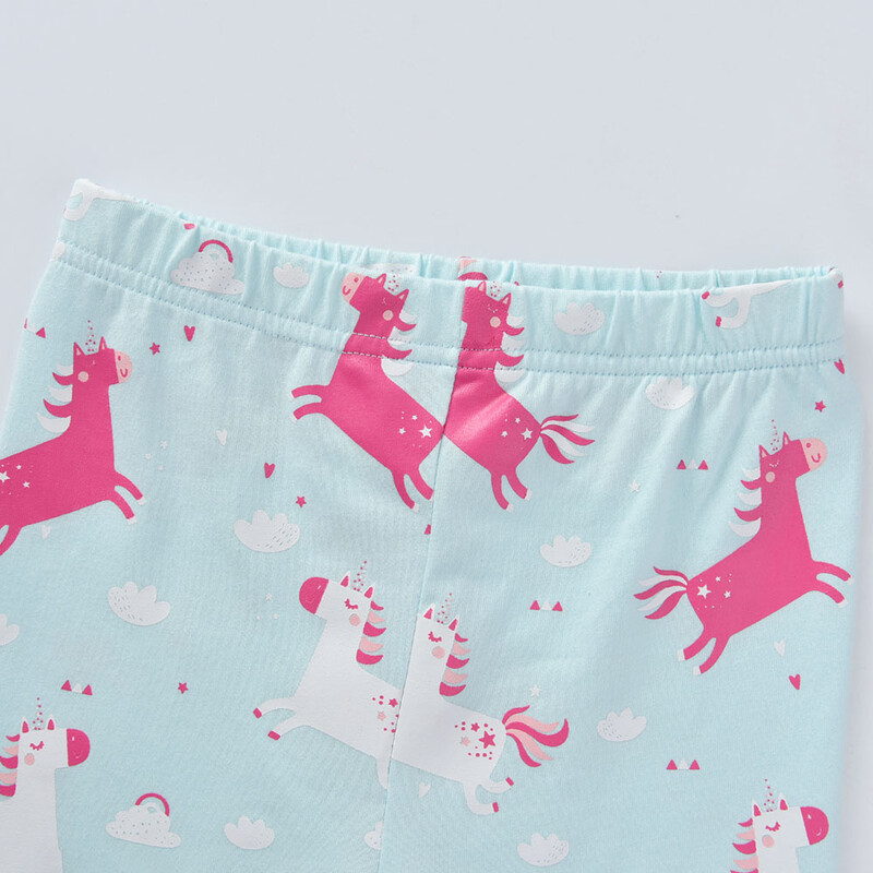 DXTON Vaikų pižamos Vaikų namų aprangos kostiumas Vienaragis Animacinių filmų miegui skirtų drabužių mergaičių laisvalaikio viršūnės ir kelnės Medvilninių naktinių drabužių mergaičių pižamų rinkinys