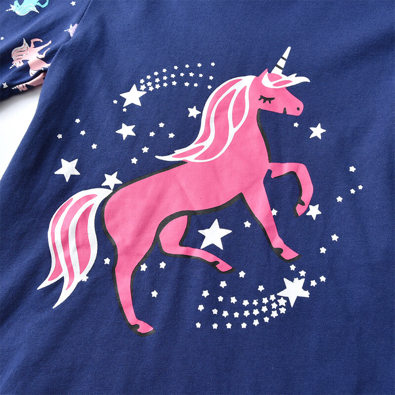 DXTON vaikiškų animacinių filmukų drabužių rinkiniai naktinės pižamos rudens pavasariui vienaragio marškinėliai ir kelnių kostiumai pižamos vaikiškos pižamos 2 vnt.