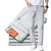 Pánske džínsy rovného strihu s tenkým denimom, ľahké bavlnené elastické nohavice, jar/leto 2023, streetwear, mladistvá vitalita