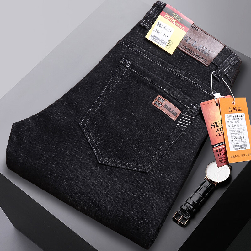2025 m. SULEE Visiškai naujos mados vyriškos, plonos ir lengvos siauros džinsinės kelnės, aptemptos vienspalvės kelnės