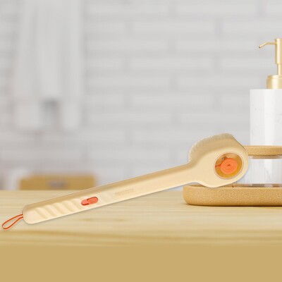 Perie de duș cu distribuitor de săpun Perie de baie exfoliere moale Scrubber pentru spate cu mâner lung Perie pentru baie pentru casă