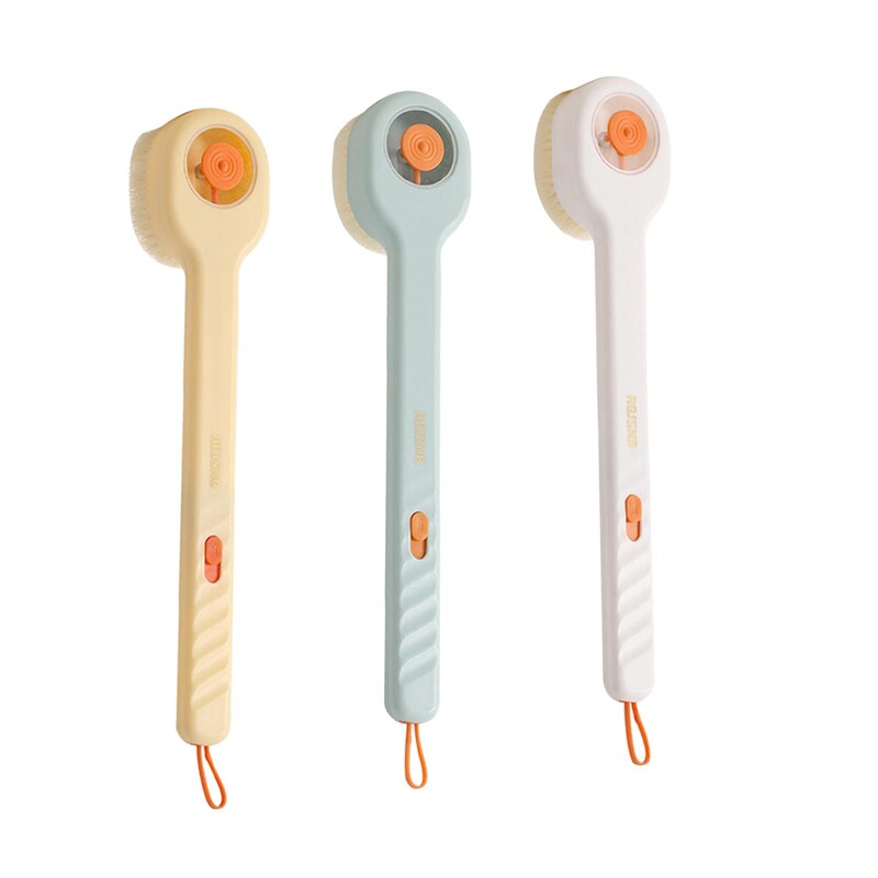 Perie de duș cu distribuitor de săpun Perie de baie exfoliere moale Scrubber pentru spate cu mâner lung Perie pentru baie pentru casă